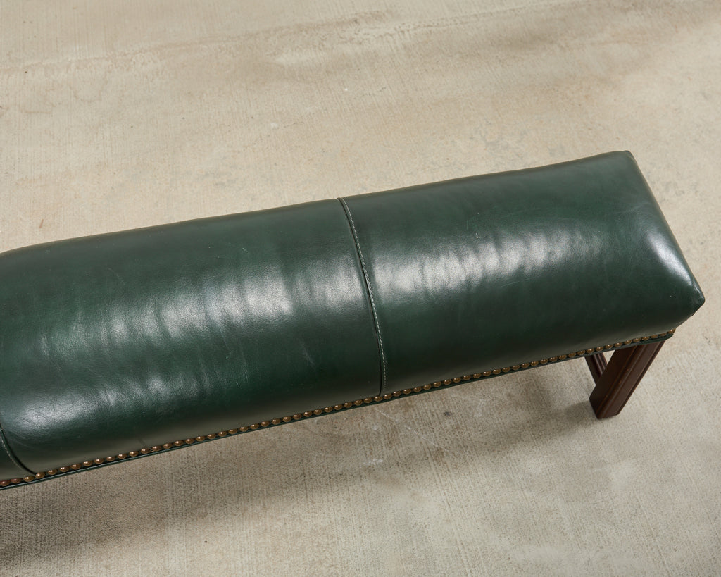 Elongated Georgian Style Mahogany Leather Footstool