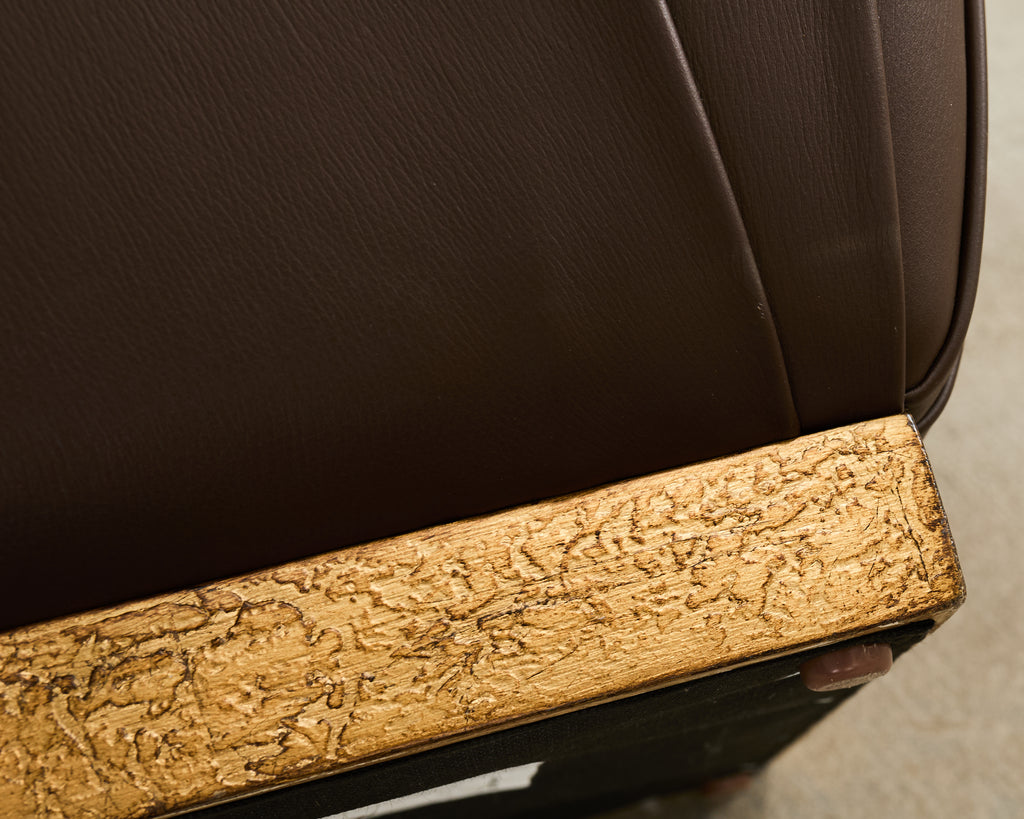 Karl Springer Style Leather Ottoman Pouf Stool