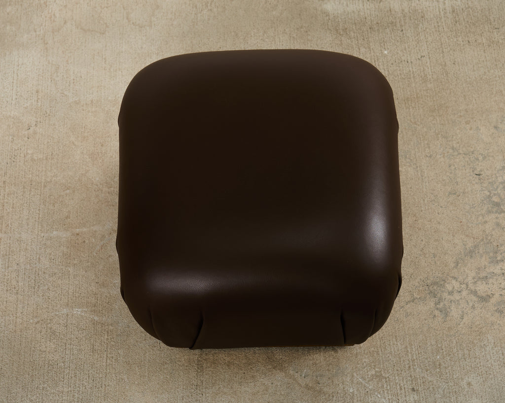Karl Springer Style Leather Ottoman Pouf Stool