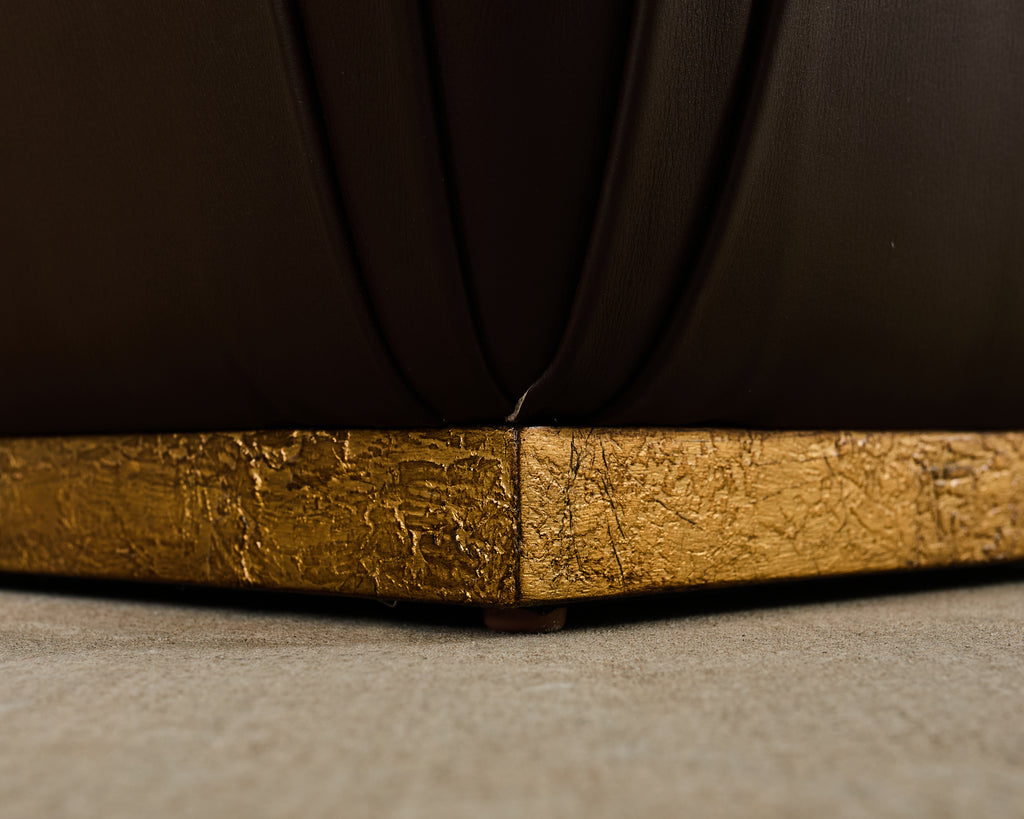 Karl Springer Style Leather Ottoman Pouf Stool