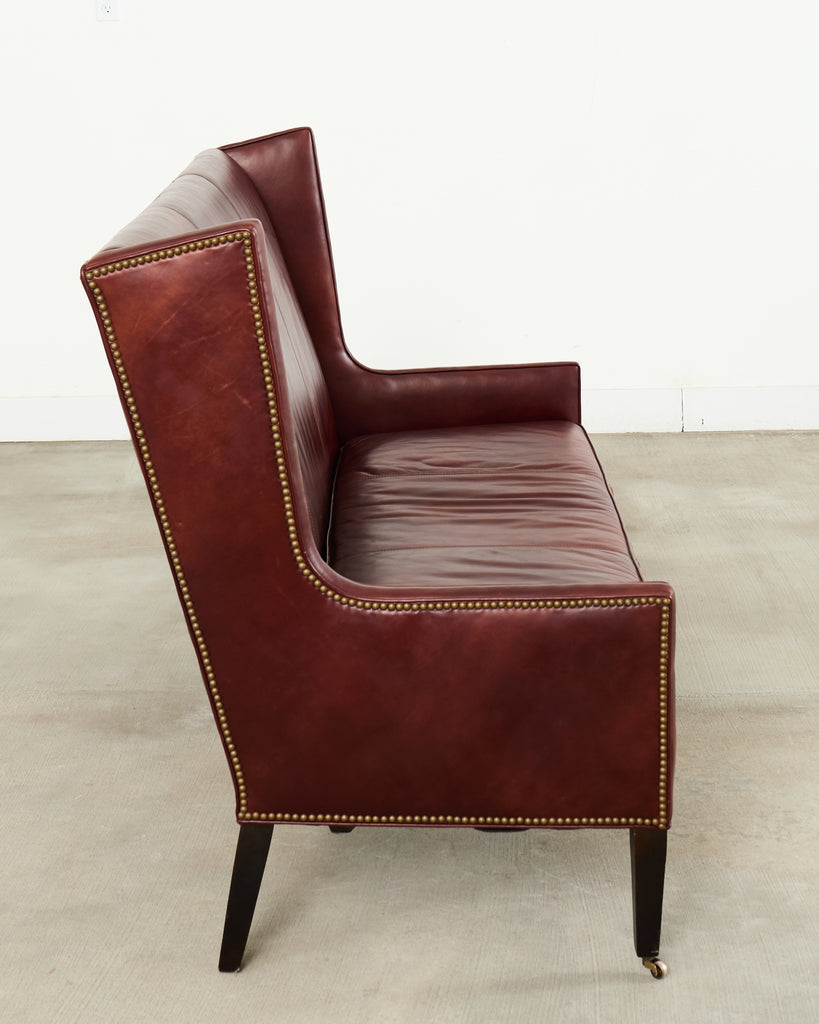 Modern Leather Wingback Sofa Settee with Casters