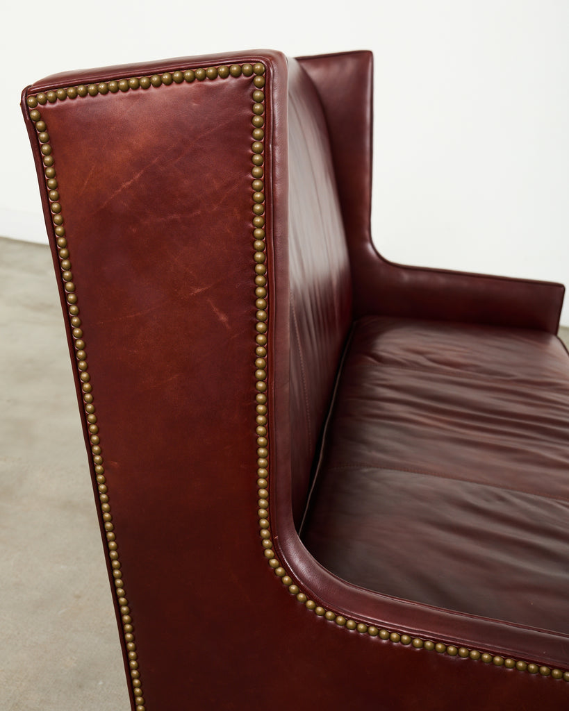Modern Leather Wingback Sofa Settee with Casters