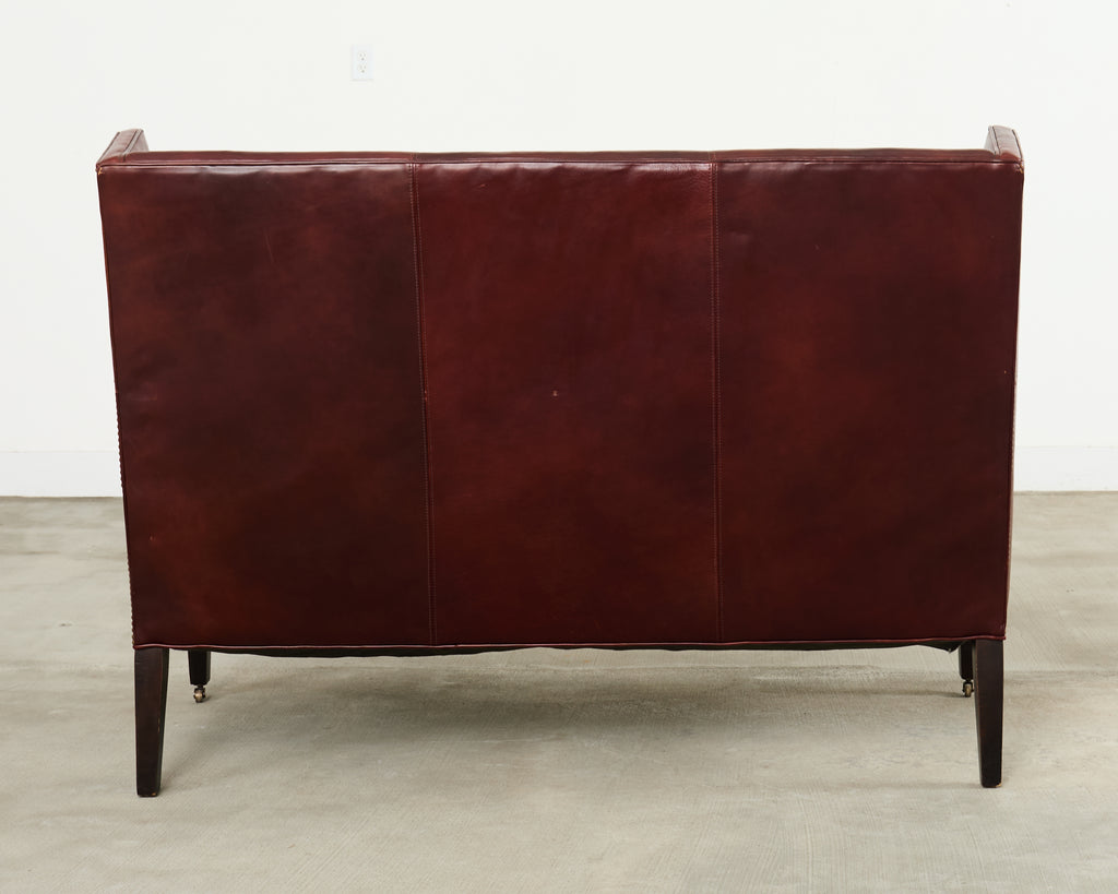 Modern Leather Wingback Sofa Settee with Casters