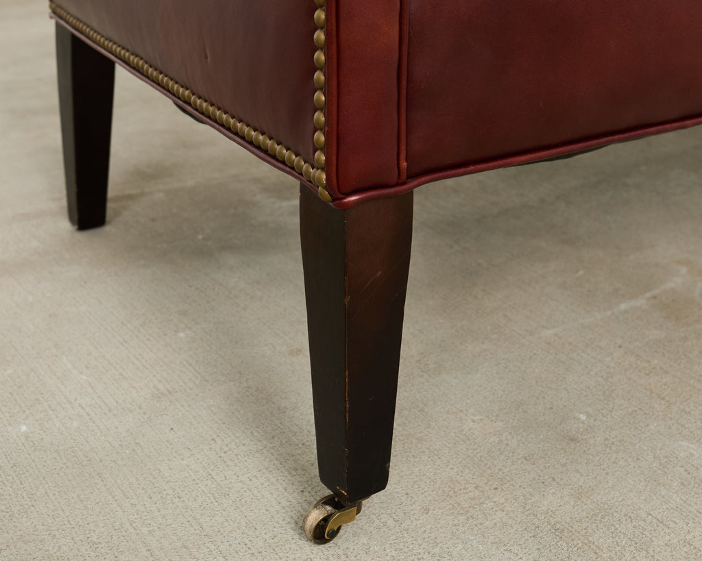 Modern Leather Wingback Sofa Settee with Casters