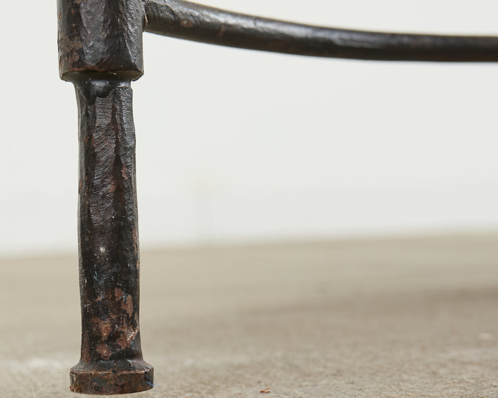 Set of Four Mario Papperzini Iron Leather Strap Dining Chairs