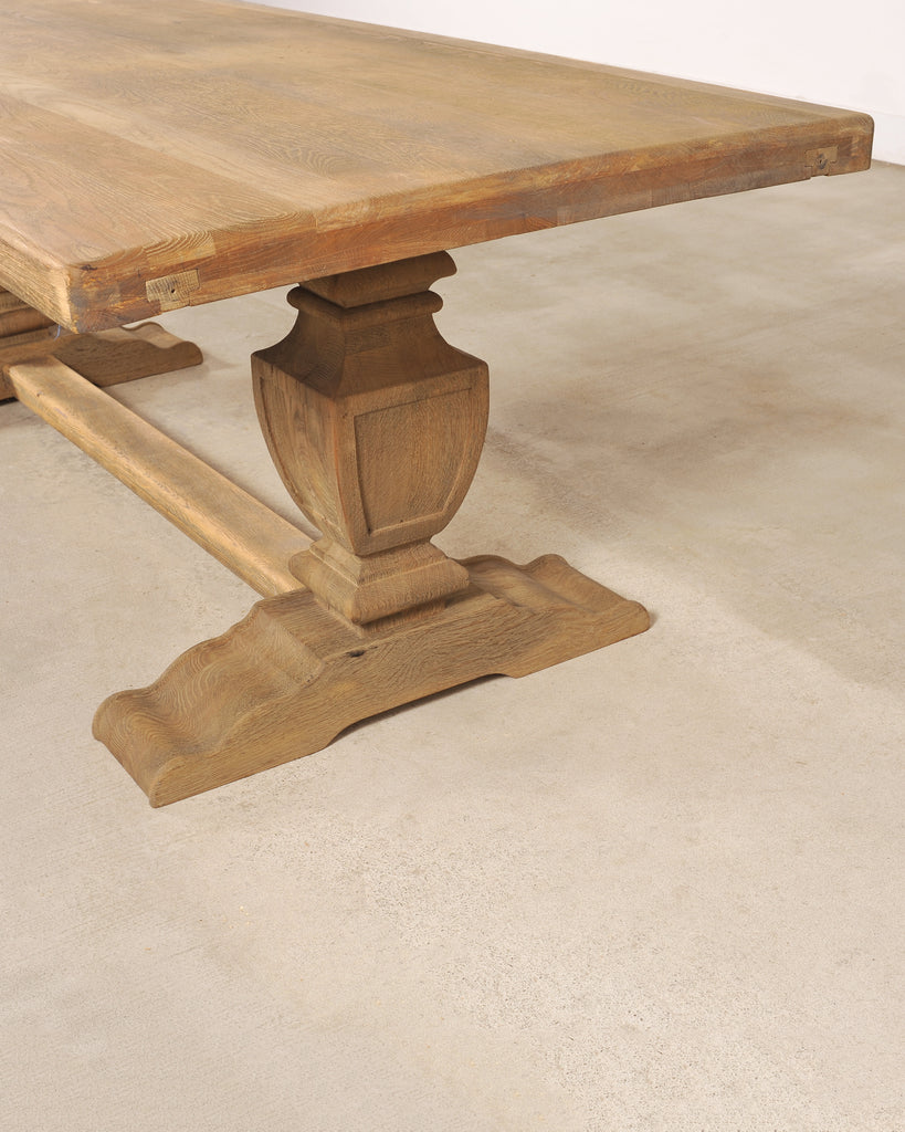 Country Italian Provincial Stripped Oak Trestle Dining Table 7 Ft