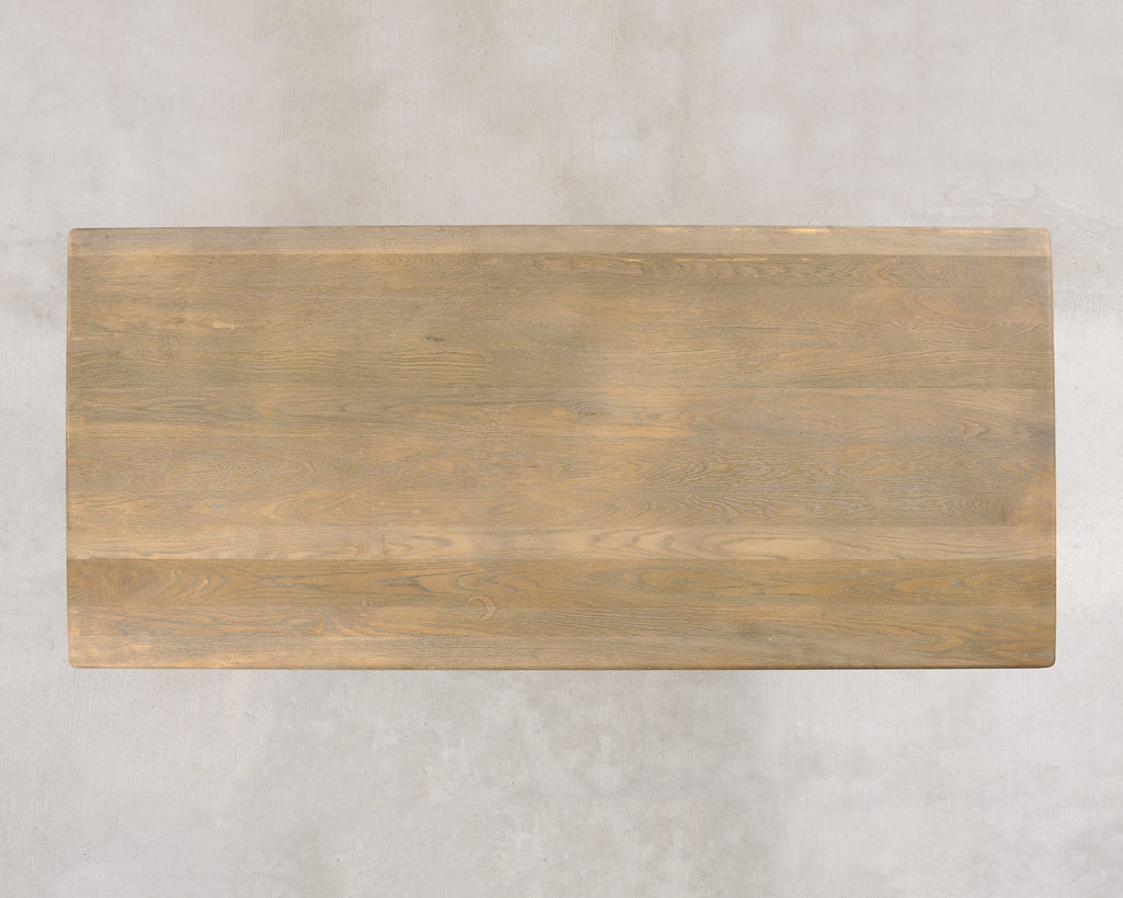 Country Italian Provincial Stripped Oak Trestle Dining Table 7 Ft