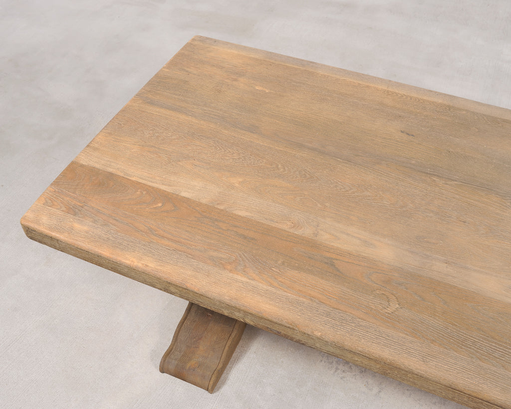 Country Italian Provincial Stripped Oak Trestle Dining Table 7 Ft