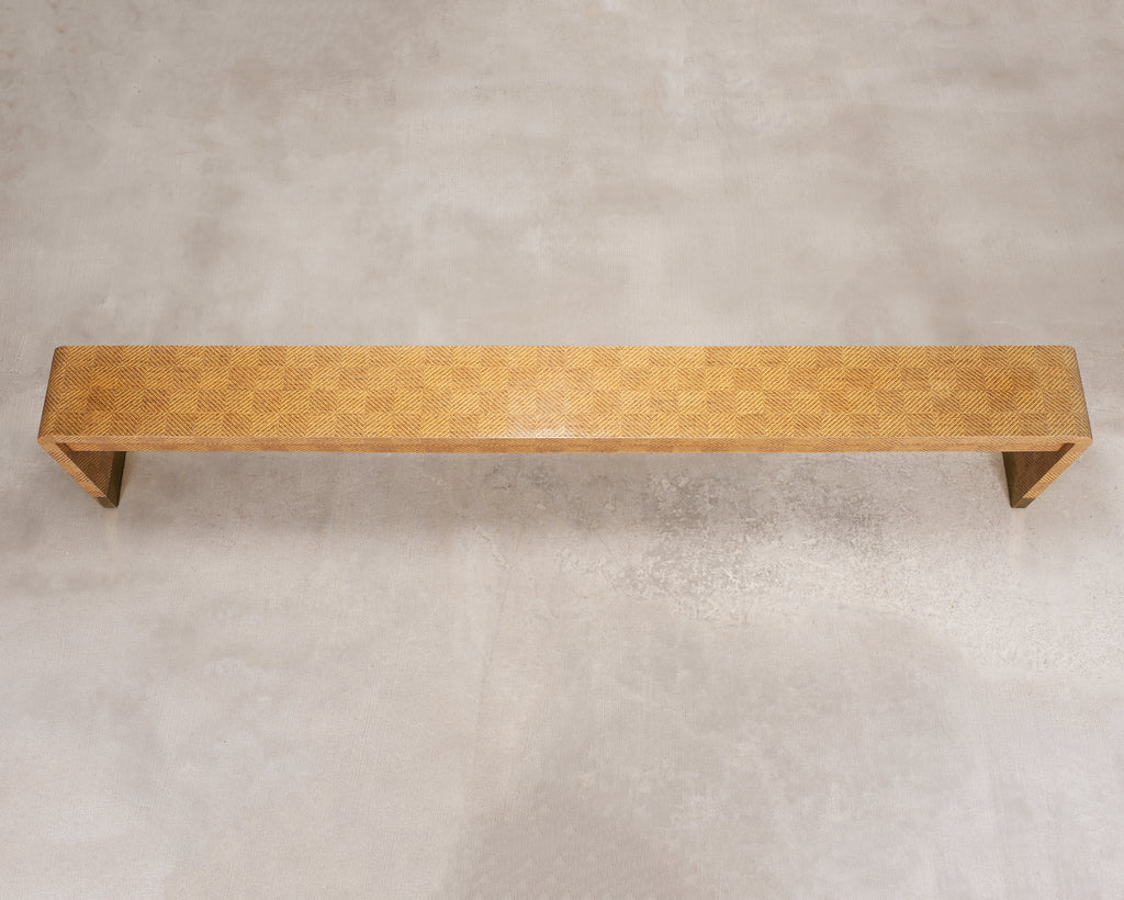 Karl Springer Style Organic Grasscloth Waterfall Console 10 Ft