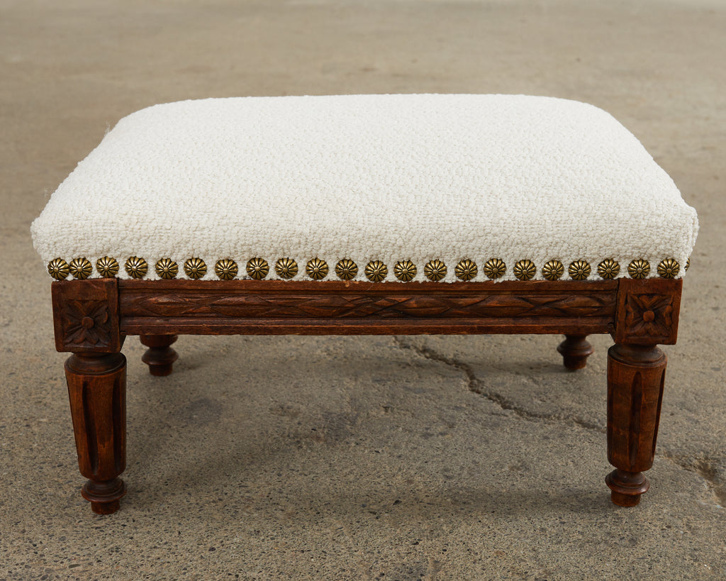 Dutch Louis XVI Style Diminutive Footstool with Boucle