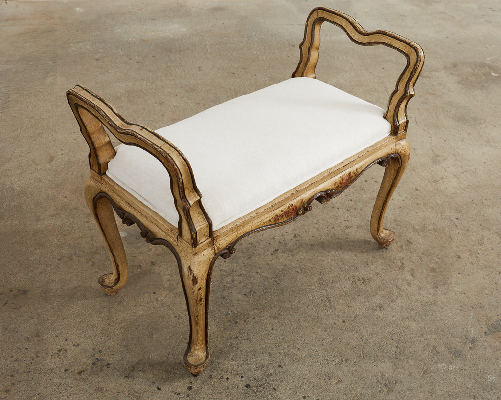 19th Country French Provincial Painted Bench or Footstool