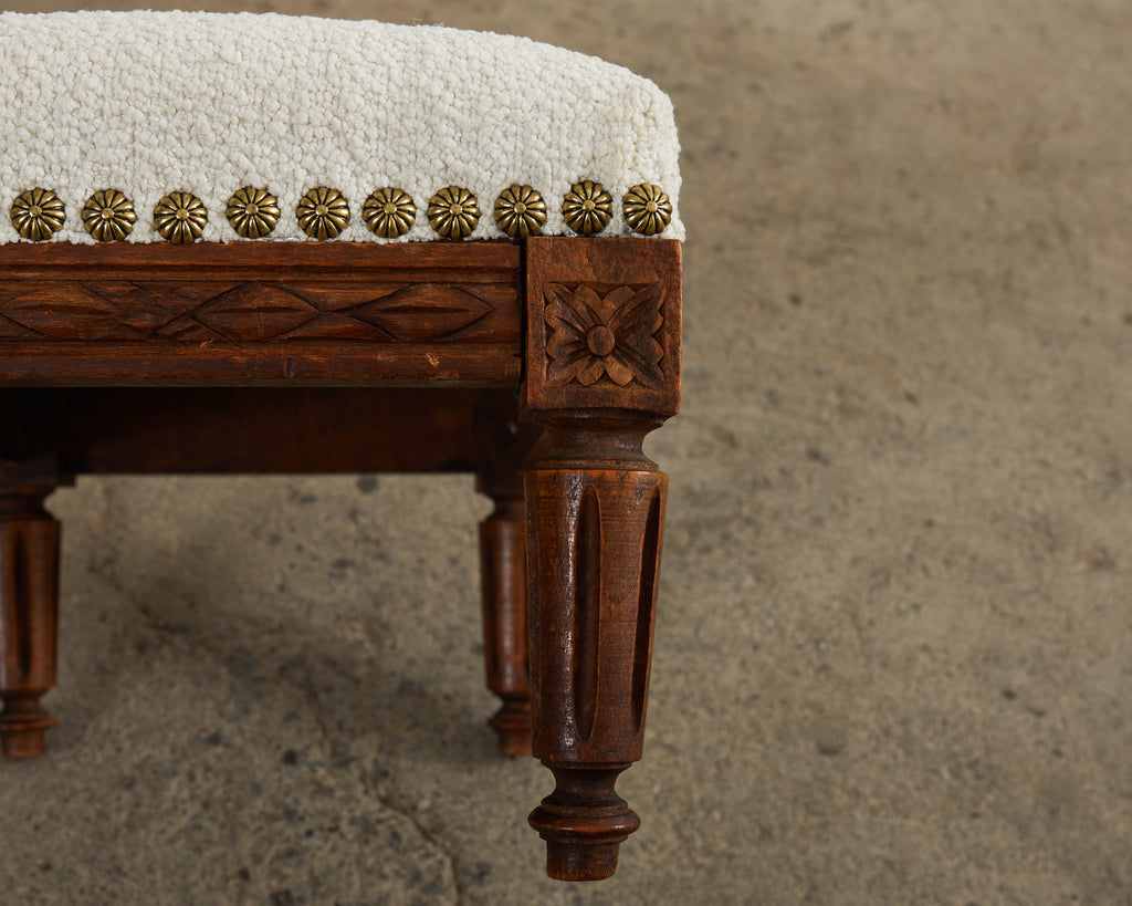 Dutch Louis XVI Style Diminutive Footstool with Boucle