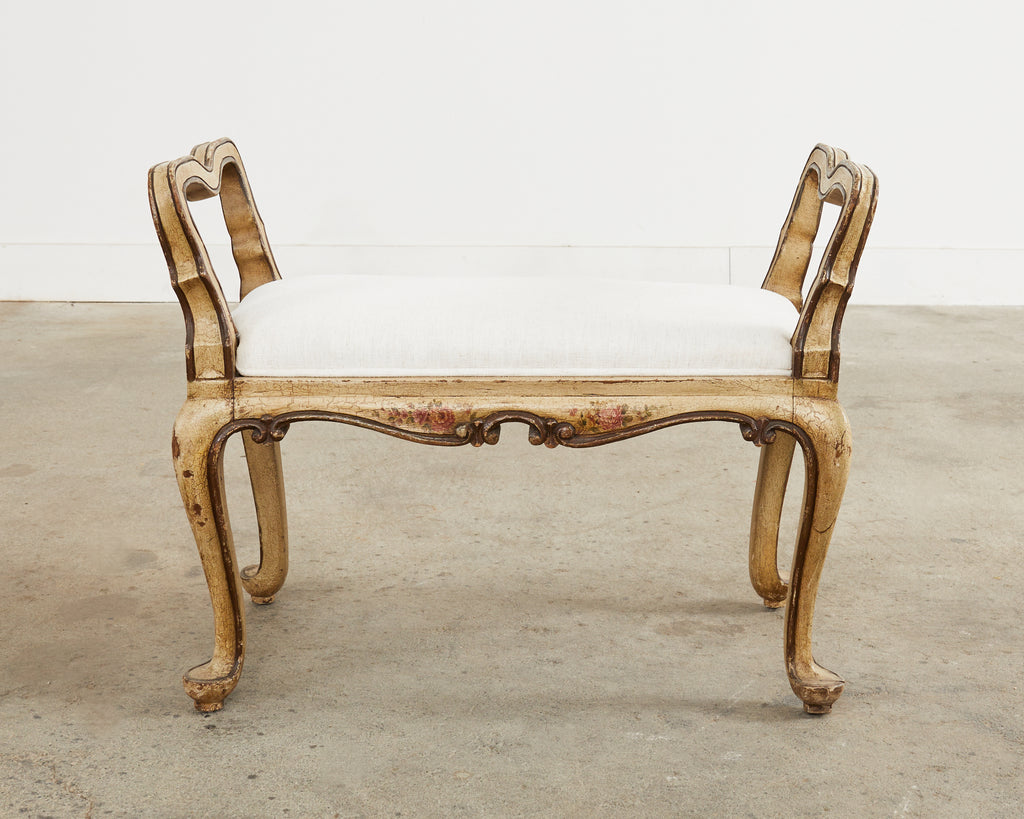 19th Country French Provincial Painted Bench or Footstool