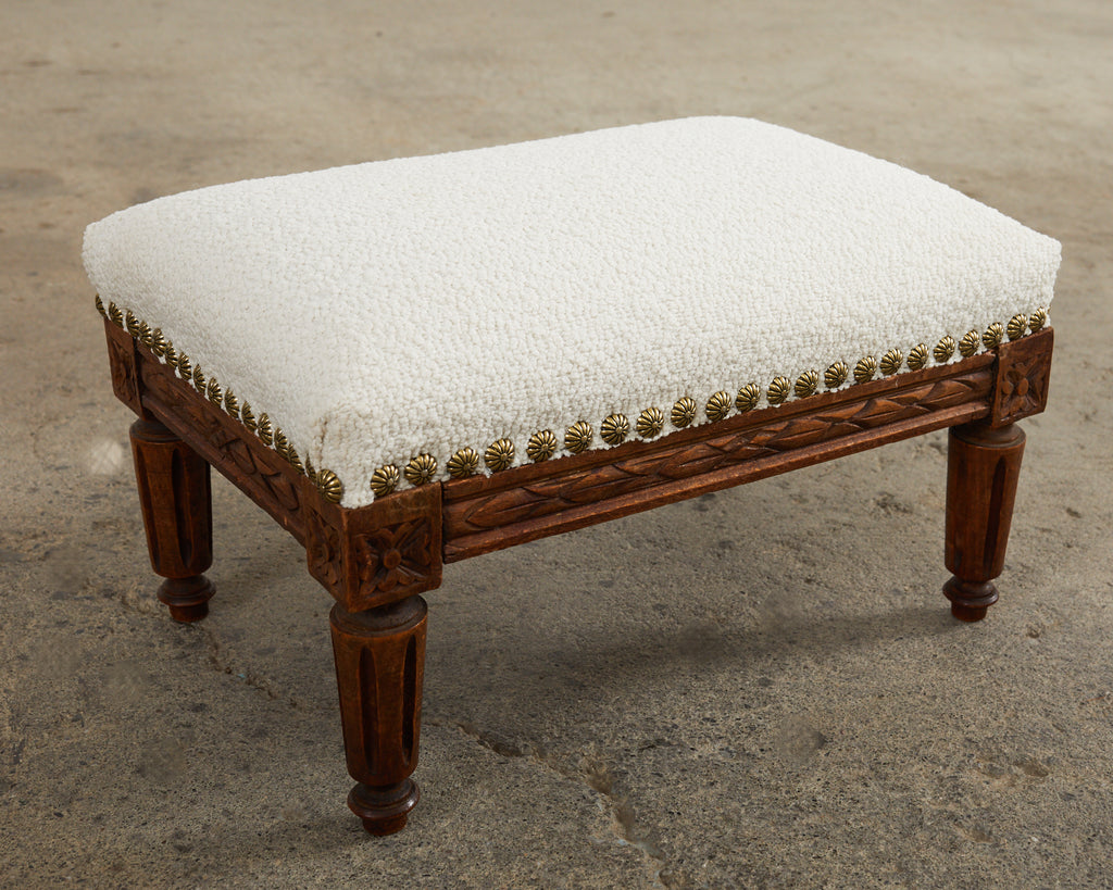 Dutch Louis XVI Style Diminutive Footstool with Boucle