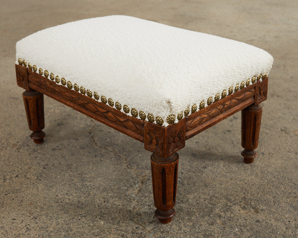 Dutch Louis XVI Style Diminutive Footstool with Boucle