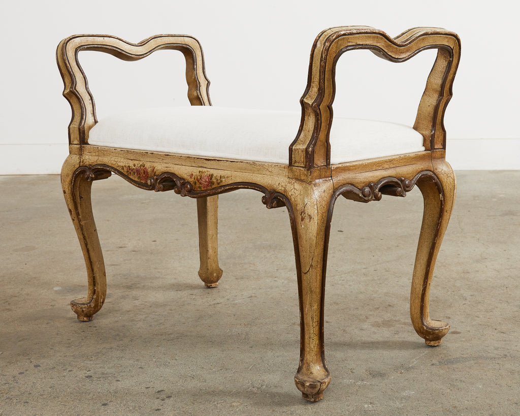 19th Country French Provincial Painted Bench or Footstool