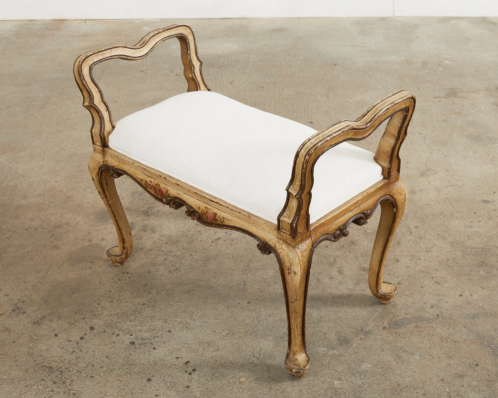 19th Country French Provincial Painted Bench or Footstool