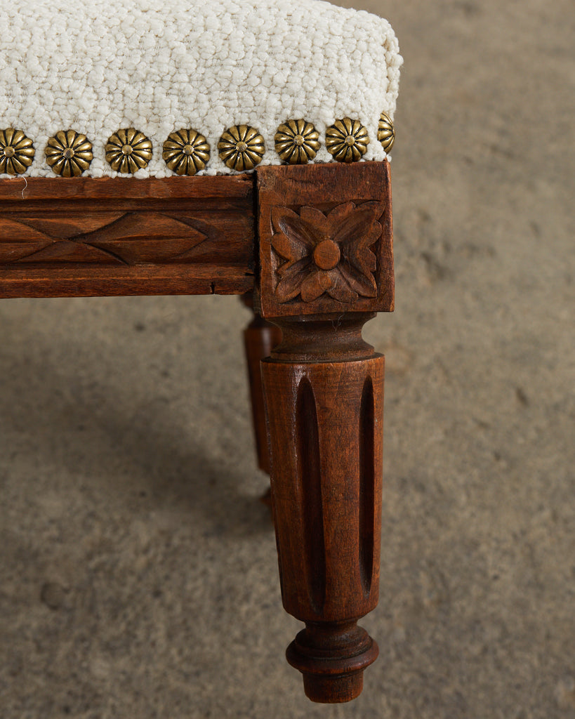 Dutch Louis XVI Style Diminutive Footstool with Boucle