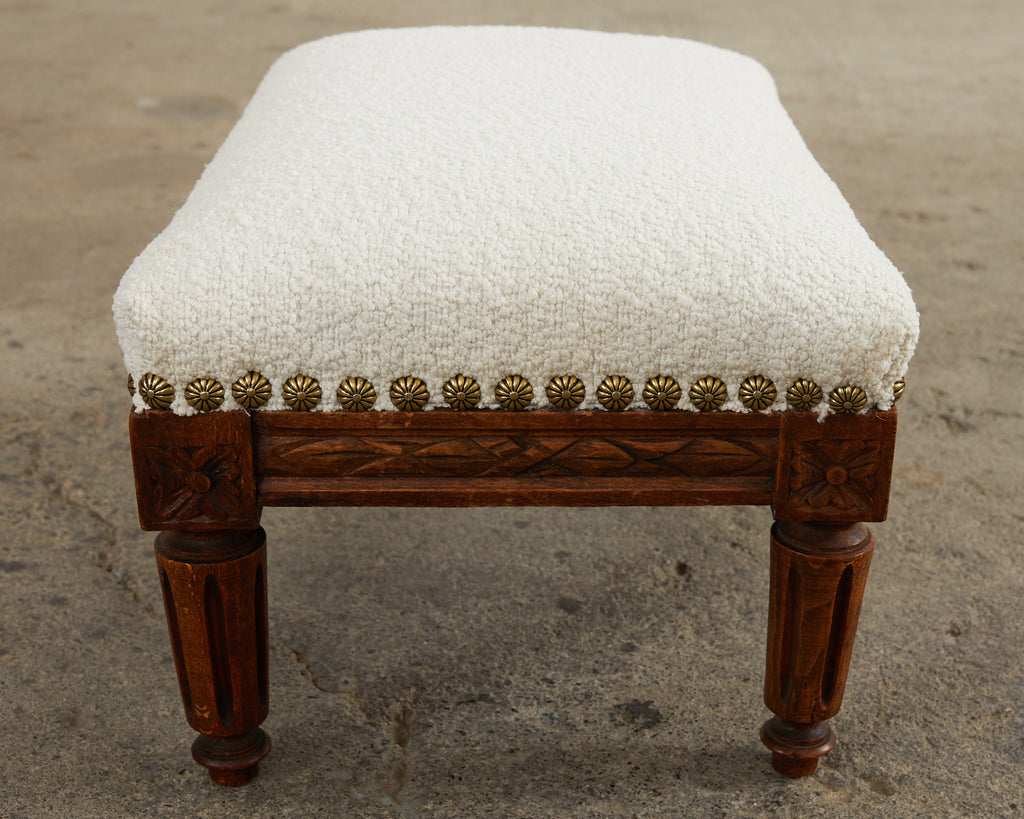 Dutch Louis XVI Style Diminutive Footstool with Boucle