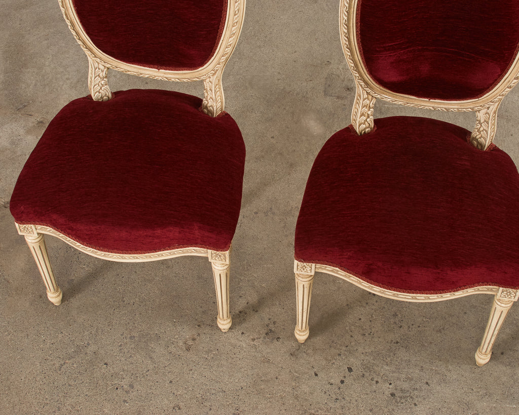 Set of Four Louis XVI Style Painted Dining Chairs
