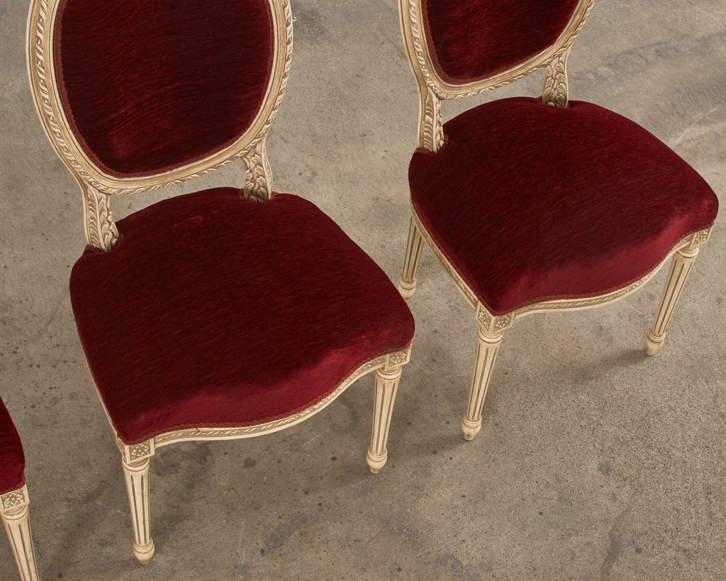 Set of Four Louis XVI Style Painted Dining Chairs