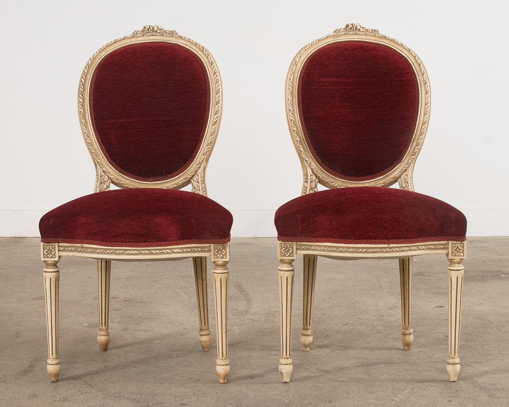 Set of Four Louis XVI Style Painted Dining Chairs