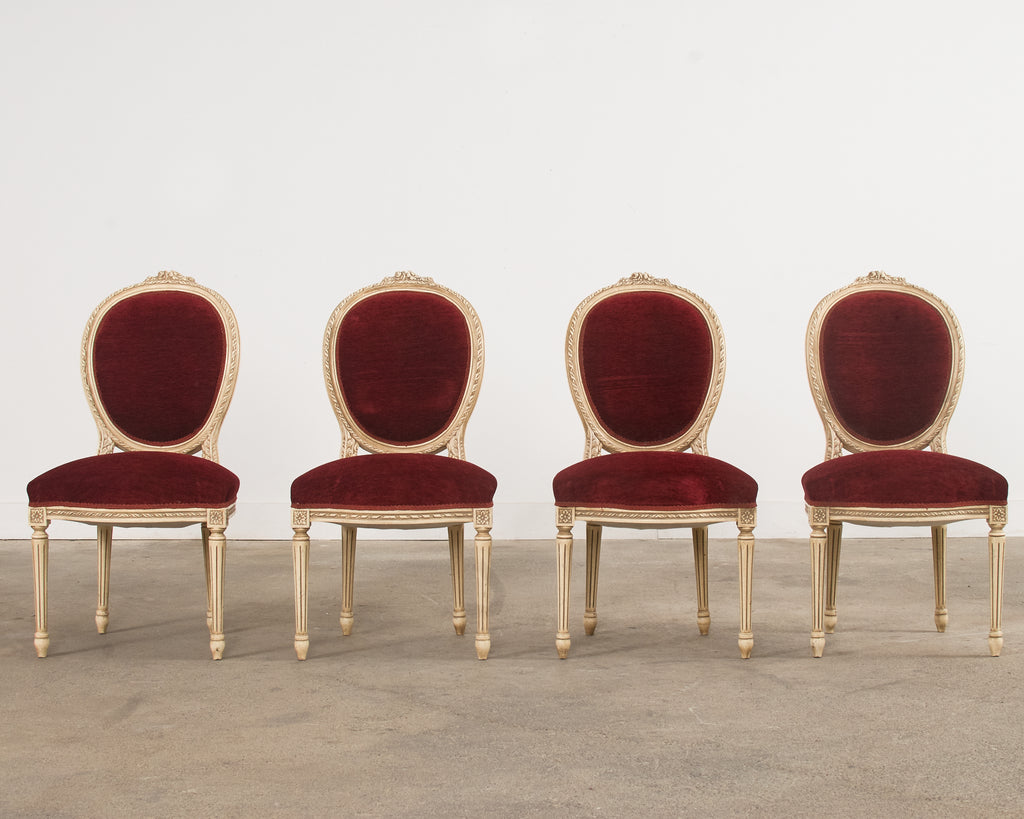 Set of Four Louis XVI Style Painted Dining Chairs