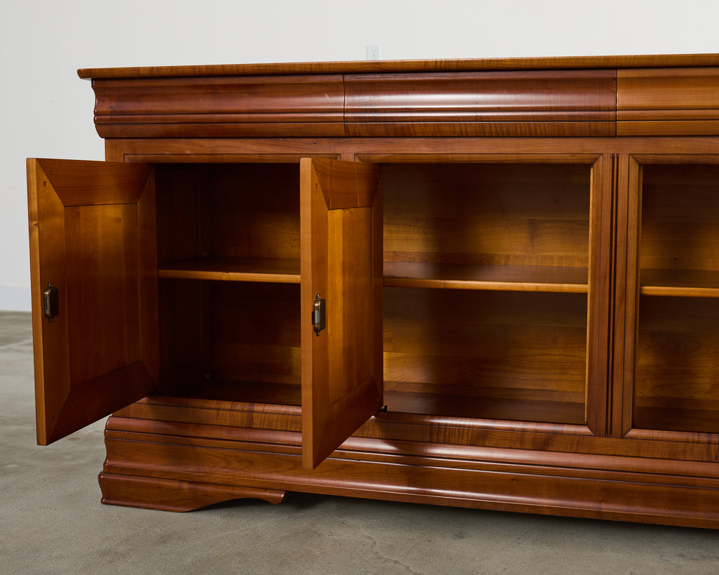 Grand French Louis Philippe Style Fruitwood Sideboard Enfilade