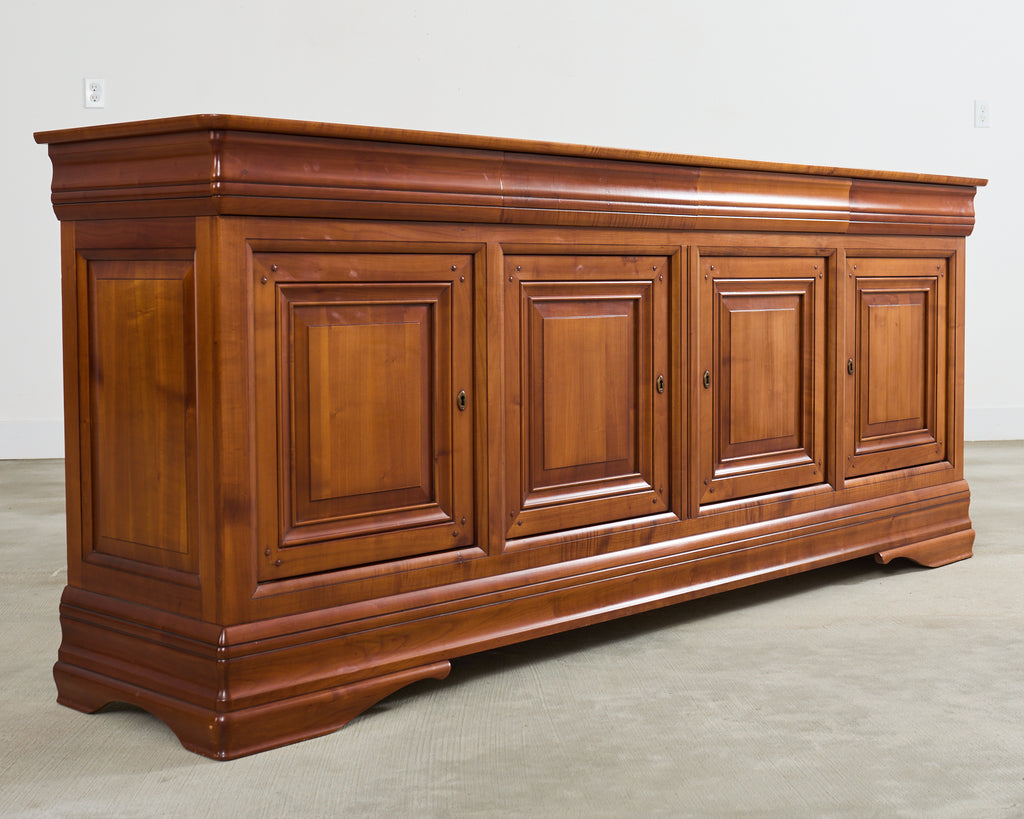 Grand French Louis Philippe Style Fruitwood Sideboard Enfilade