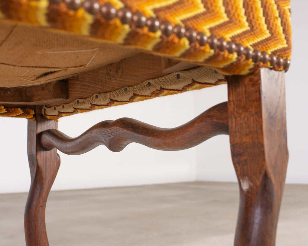 Louis XIII Style Os de Mouton Oak Stool Bench