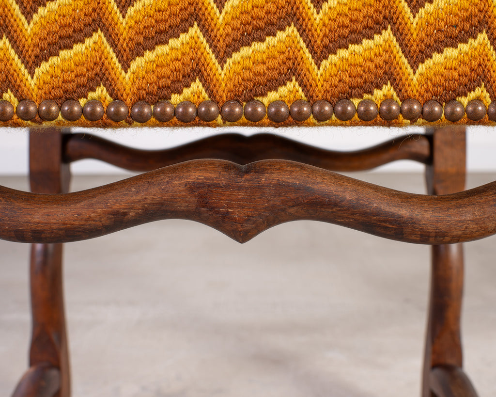Louis XIII Style Os de Mouton Oak Stool Bench
