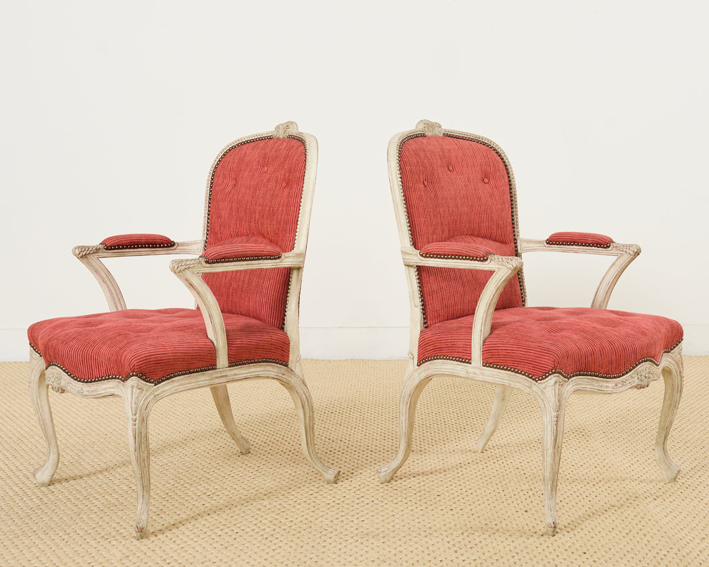 Set of Twelve Country French Provincial Style Painted Dining Chairs