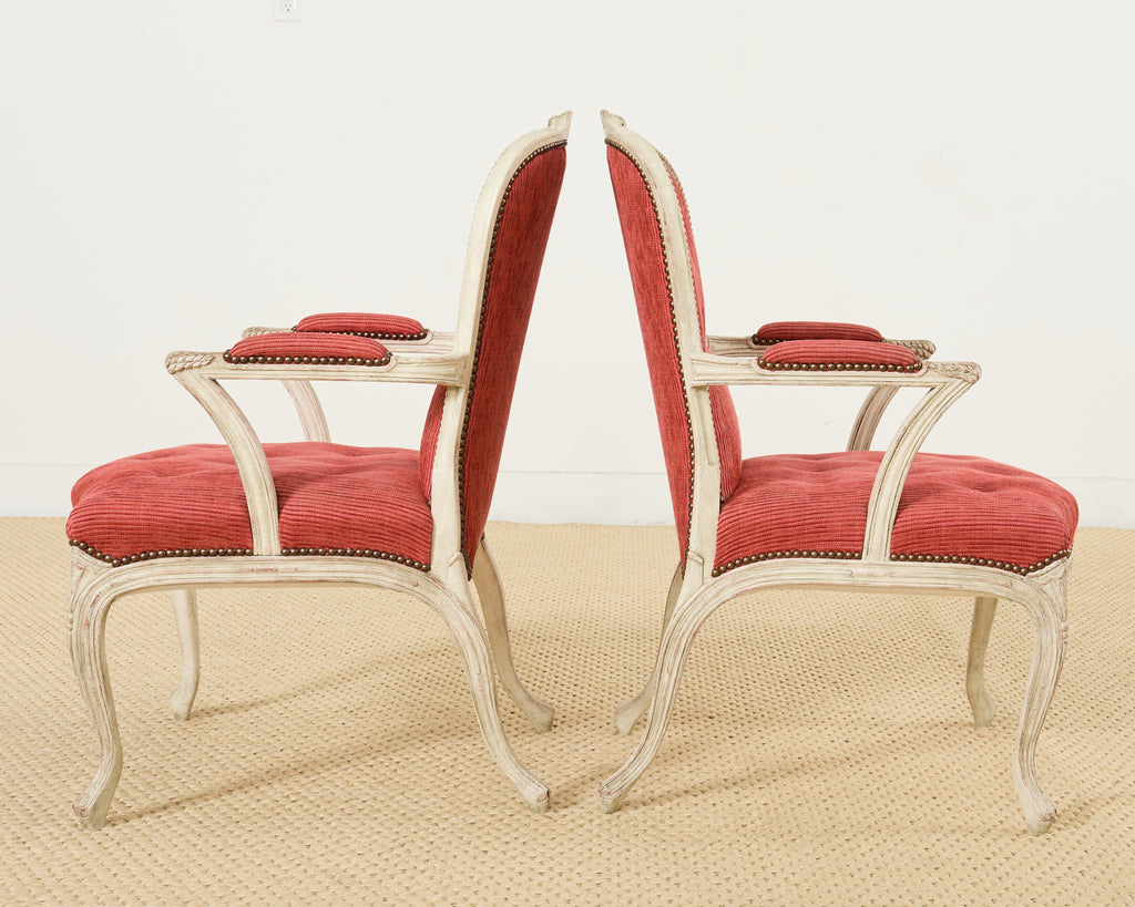 Set of Twelve Country French Provincial Style Painted Dining Chairs