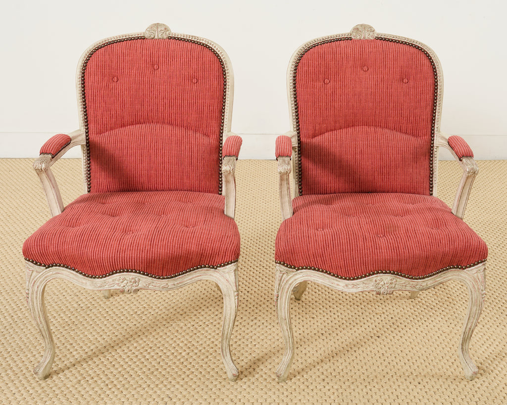 Set of Twelve Country French Provincial Style Painted Dining Chairs