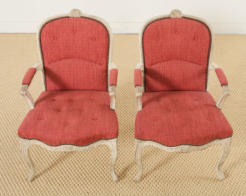 Set of Twelve Country French Provincial Style Painted Dining Chairs