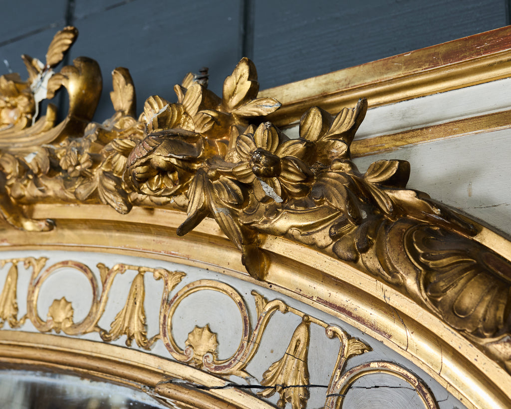 Monumental French Louis XVI Style Giltwood Floor Mirror