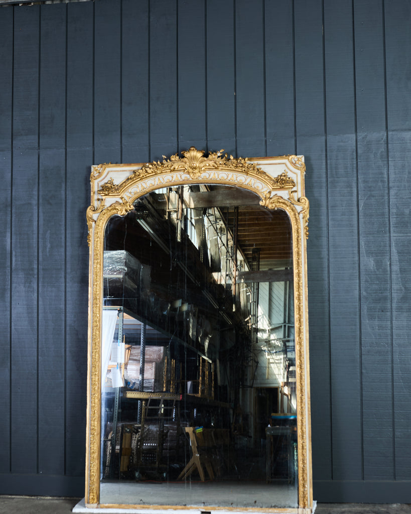Monumental French Louis XVI Style Giltwood Floor Mirror