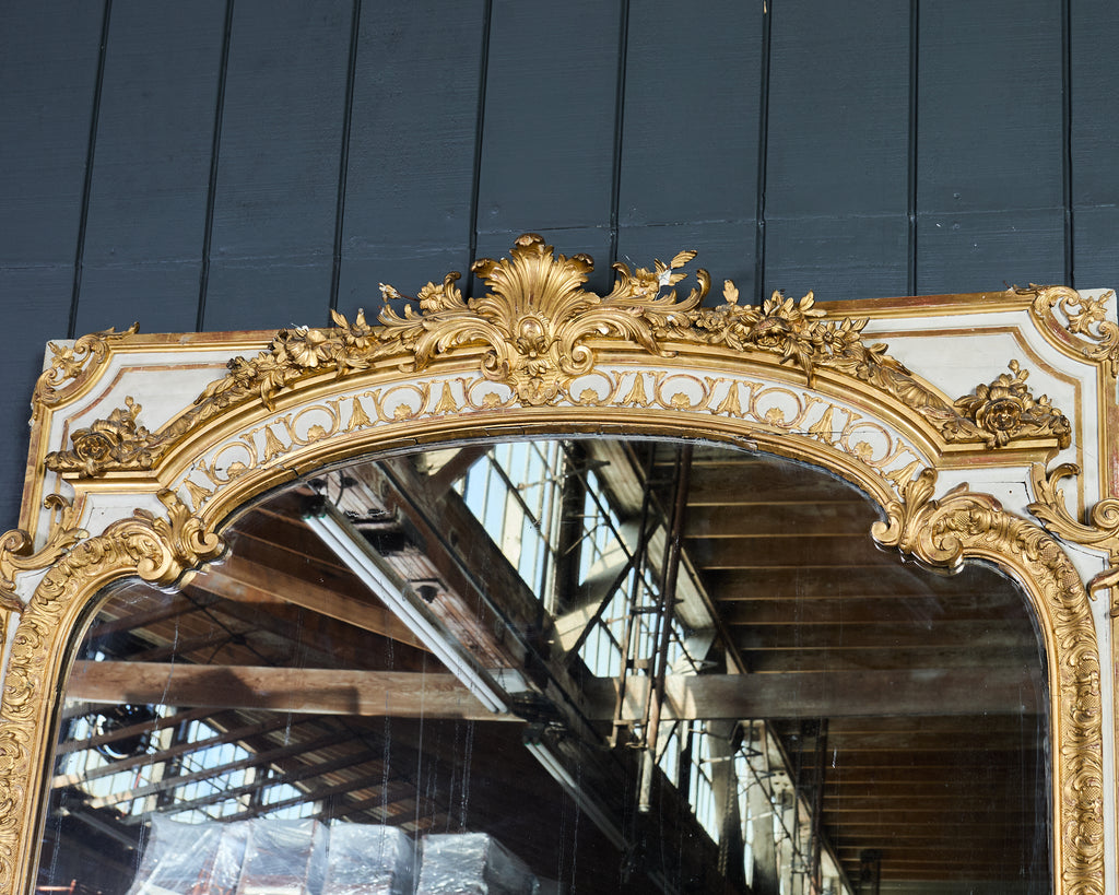 Monumental French Louis XVI Style Giltwood Floor Mirror