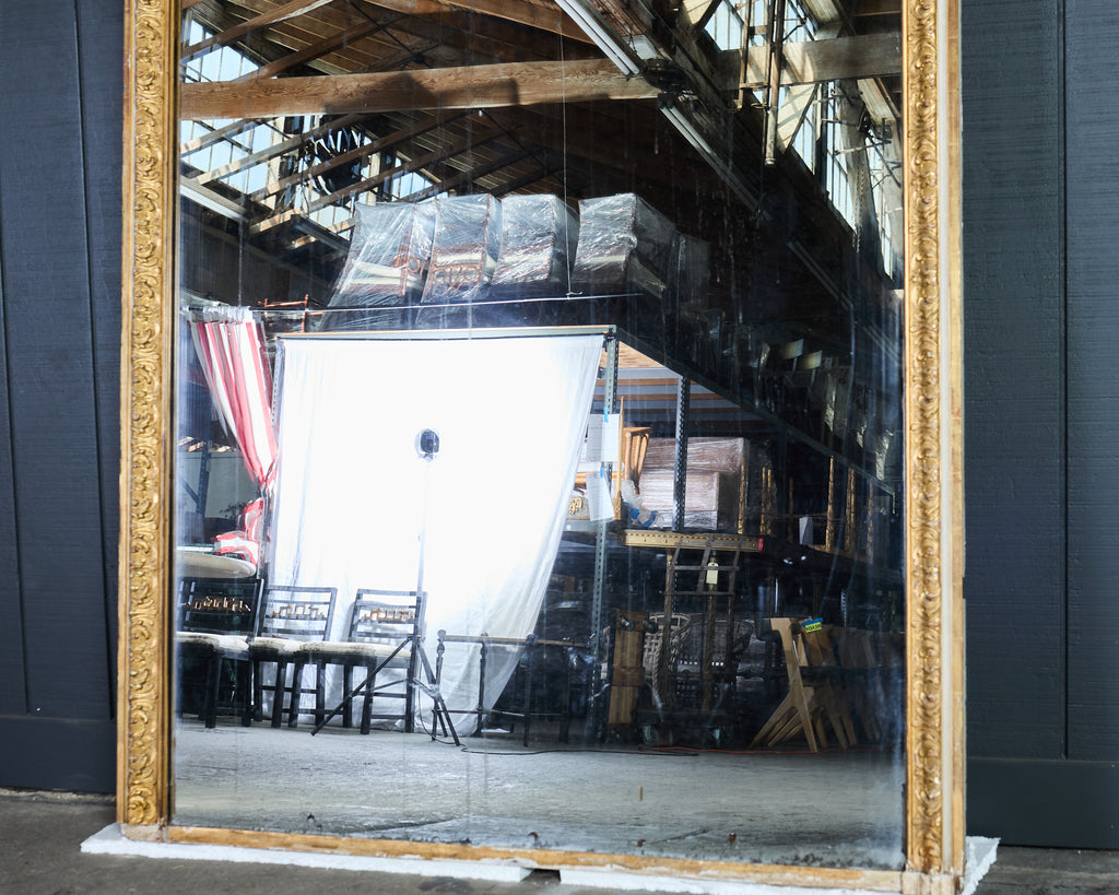 Monumental French Louis XVI Style Giltwood Floor Mirror