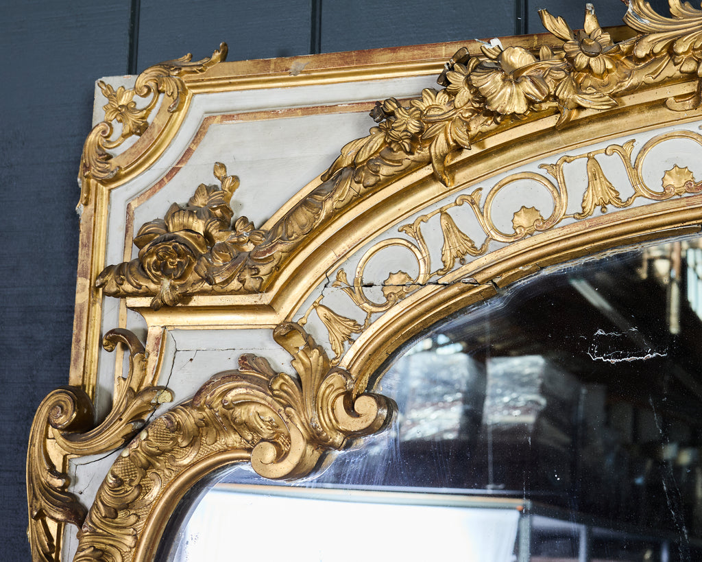 Monumental French Louis XVI Style Giltwood Floor Mirror