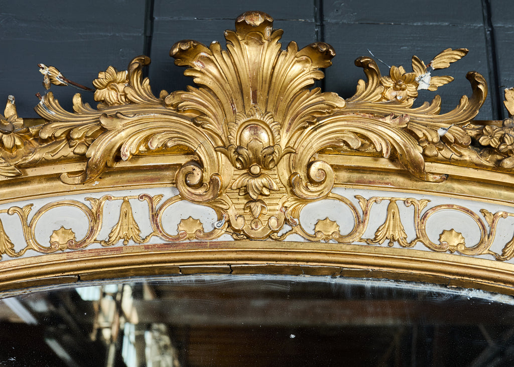 Monumental French Louis XVI Style Giltwood Floor Mirror