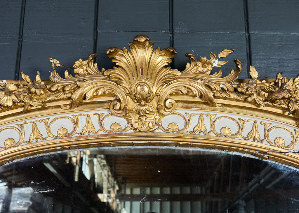 Monumental French Louis XVI Style Giltwood Floor Mirror