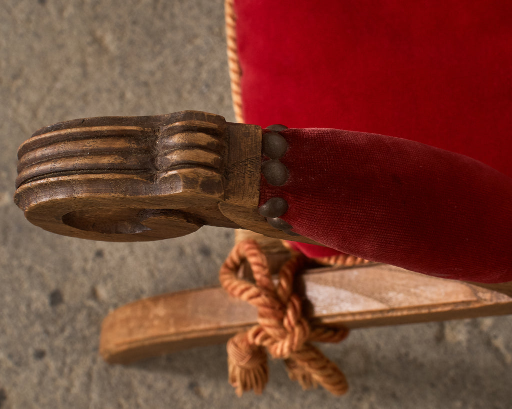 Regency Style Oak Camel Elephant Saddle Stool with Curule Legs