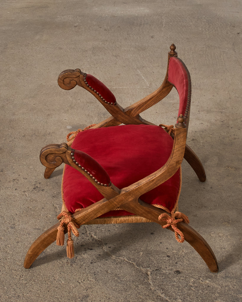 Regency Style Oak Camel Elephant Saddle Stool with Curule Legs