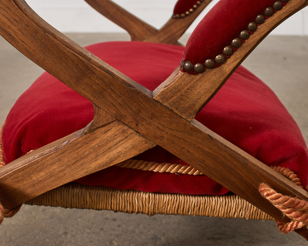 Regency Style Oak Camel Elephant Saddle Stool with Curule Legs