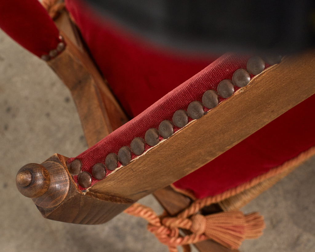 Regency Style Oak Camel Elephant Saddle Stool with Curule Legs