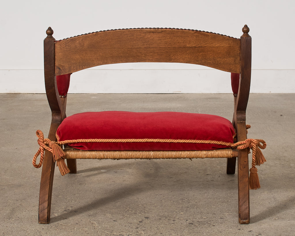 Regency Style Oak Camel Elephant Saddle Stool with Curule Legs