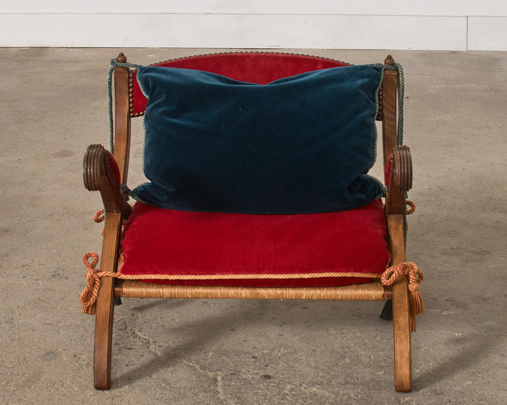 Regency Style Oak Camel Elephant Saddle Stool with Curule Legs