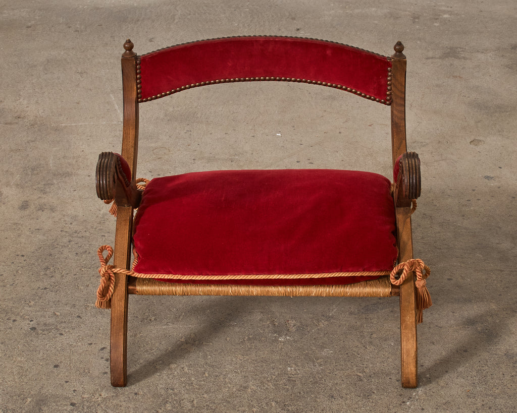Regency Style Oak Camel Elephant Saddle Stool with Curule Legs