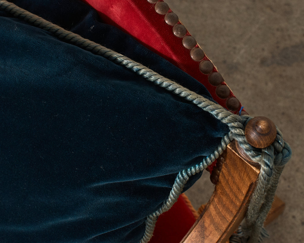 Regency Style Oak Camel Elephant Saddle Stool with Curule Legs